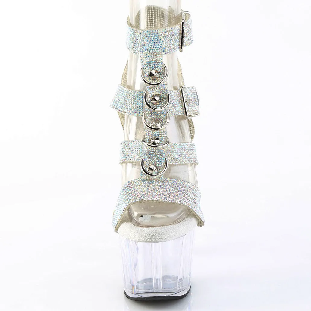 Adore 756RS Rhinestone T-Strap Clear 7" Platform High Heels - Direct