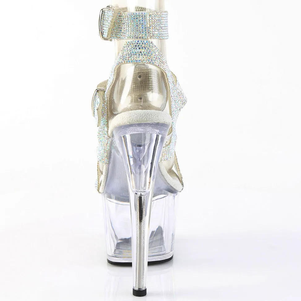 Adore 756RS Rhinestone T-Strap Clear 7" Platform High Heels - Direct
