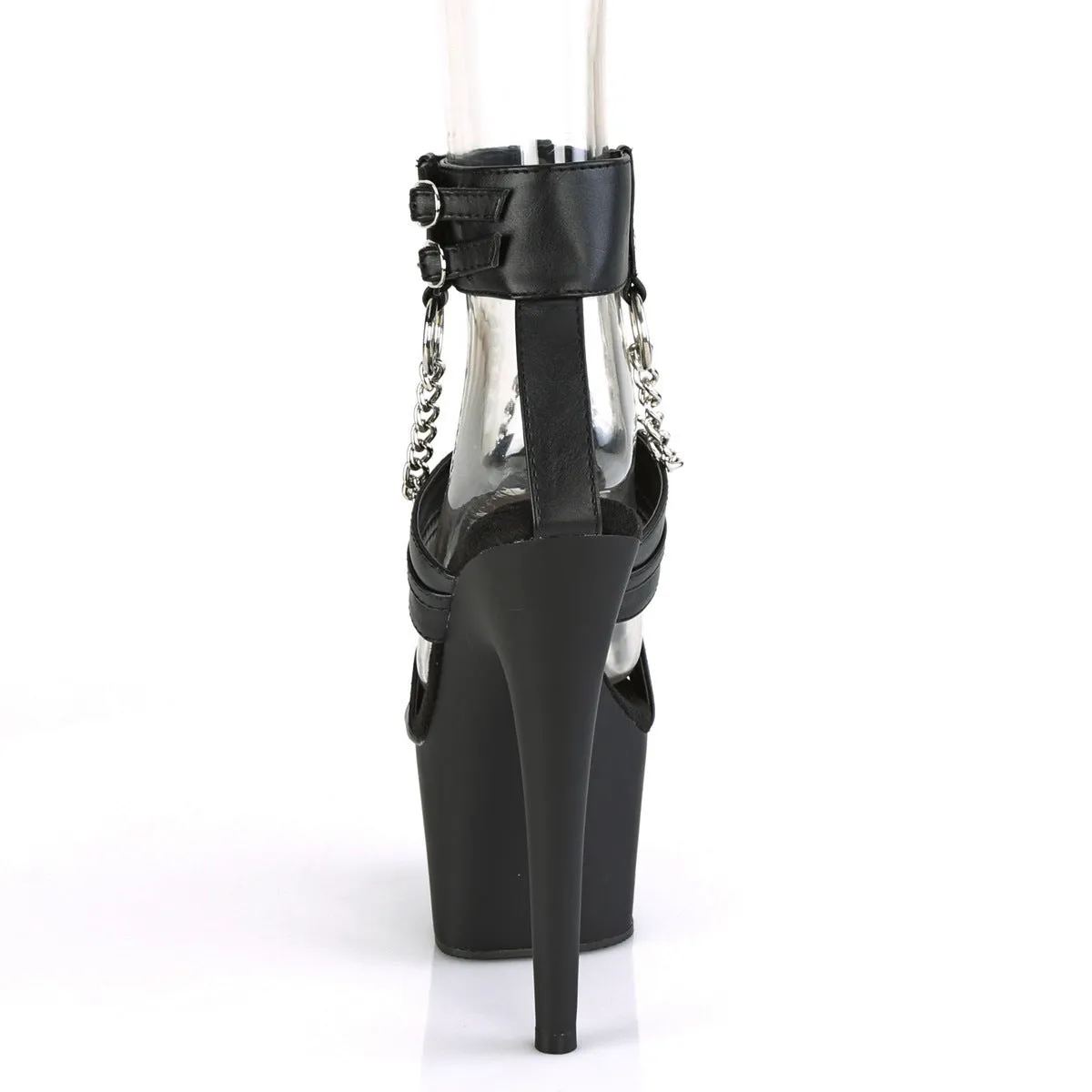 Adore 761 Black Matte Chain Detail 7" Platform High Heels - Direct
