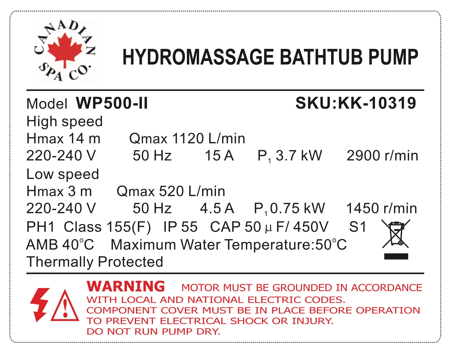 Big Red LX 5HP 2-Speed Pump WP500-II