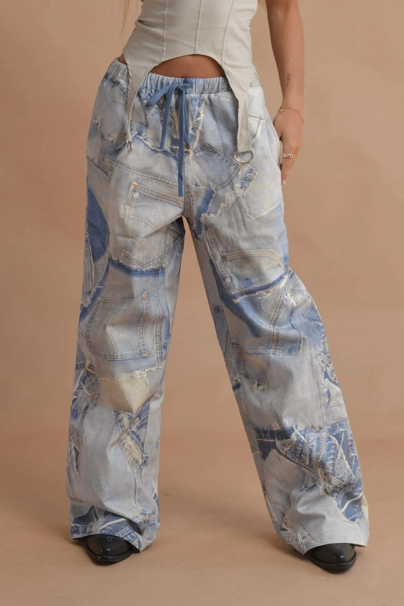 Blue Jean Drawstring Cargos