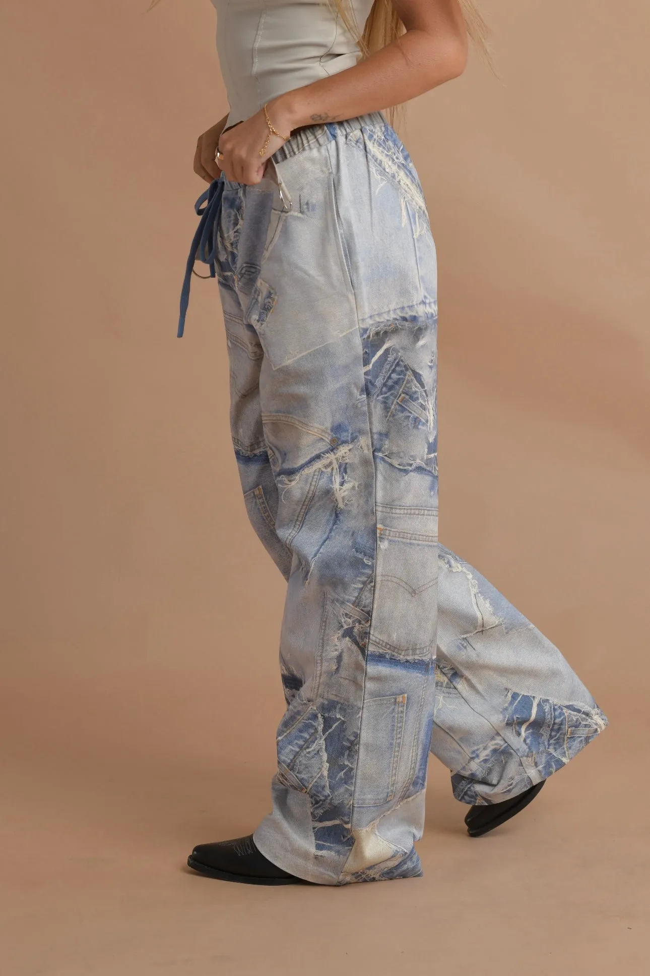 Blue Jean Drawstring Cargos