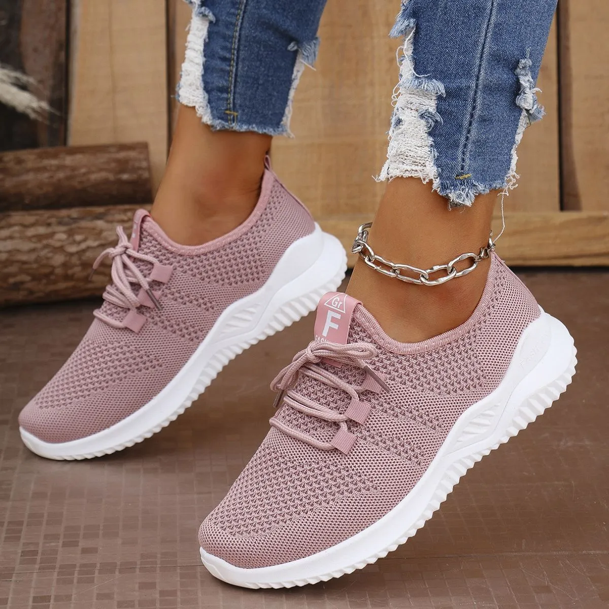 Breathable Mesh Lace Up Athletic Shoes (multiple color options)