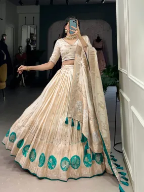 Bridge Green Pure Shimmer With Weaving Work Lehenga Choli