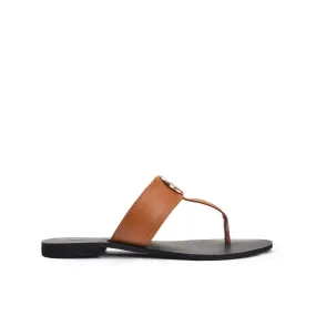 Classic Brown Leather Flat | 716R-B