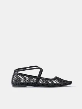 DOF Studios Isabella Ballet Flat in Black Cotton Net
