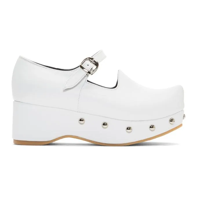 Flat Apartment White Pointed Toe Mary Jane Ballerina Flats