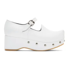 Flat Apartment White Pointed Toe Mary Jane Ballerina Flats