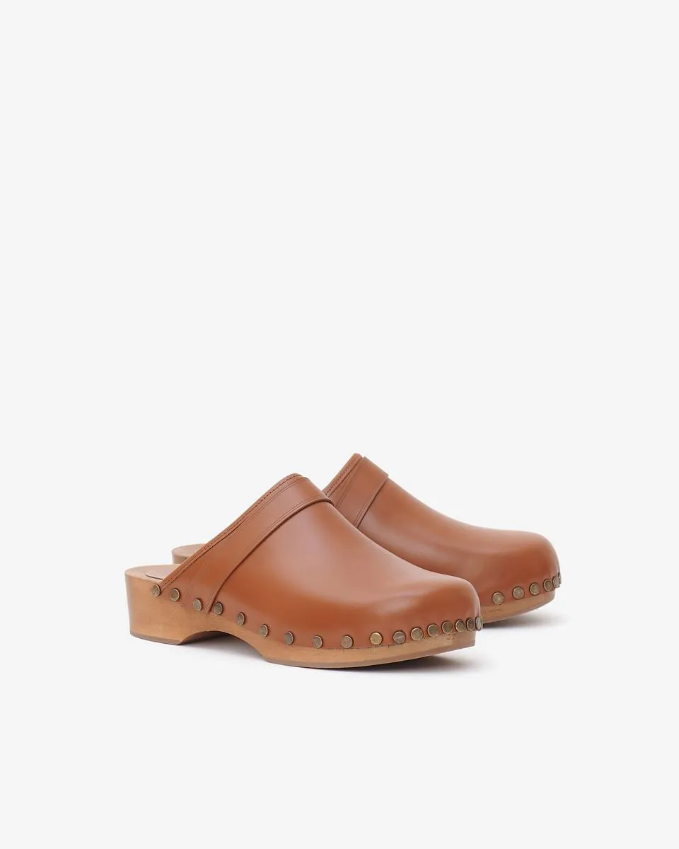 Isabel Marant Thalie Leather Clogs - Camel