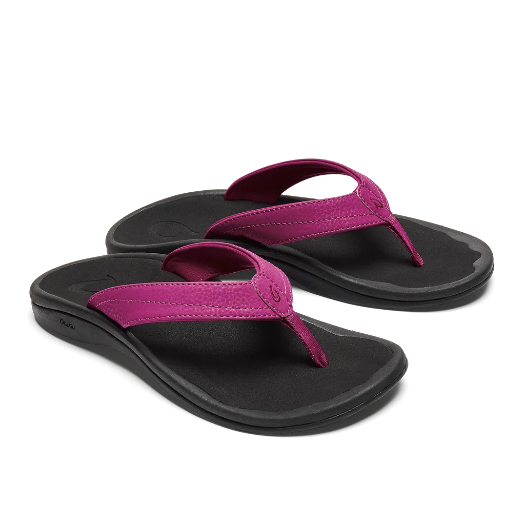 Olukai Ohana Orchid Flower Black Women's