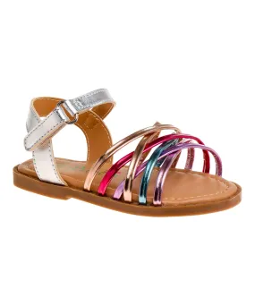 Petalia | Silver & Pink Strappy Sandal - Girls