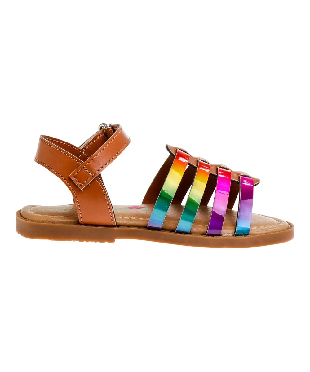 Petalia | Tan & Pink Abstract Strappy Sandal - Girls
