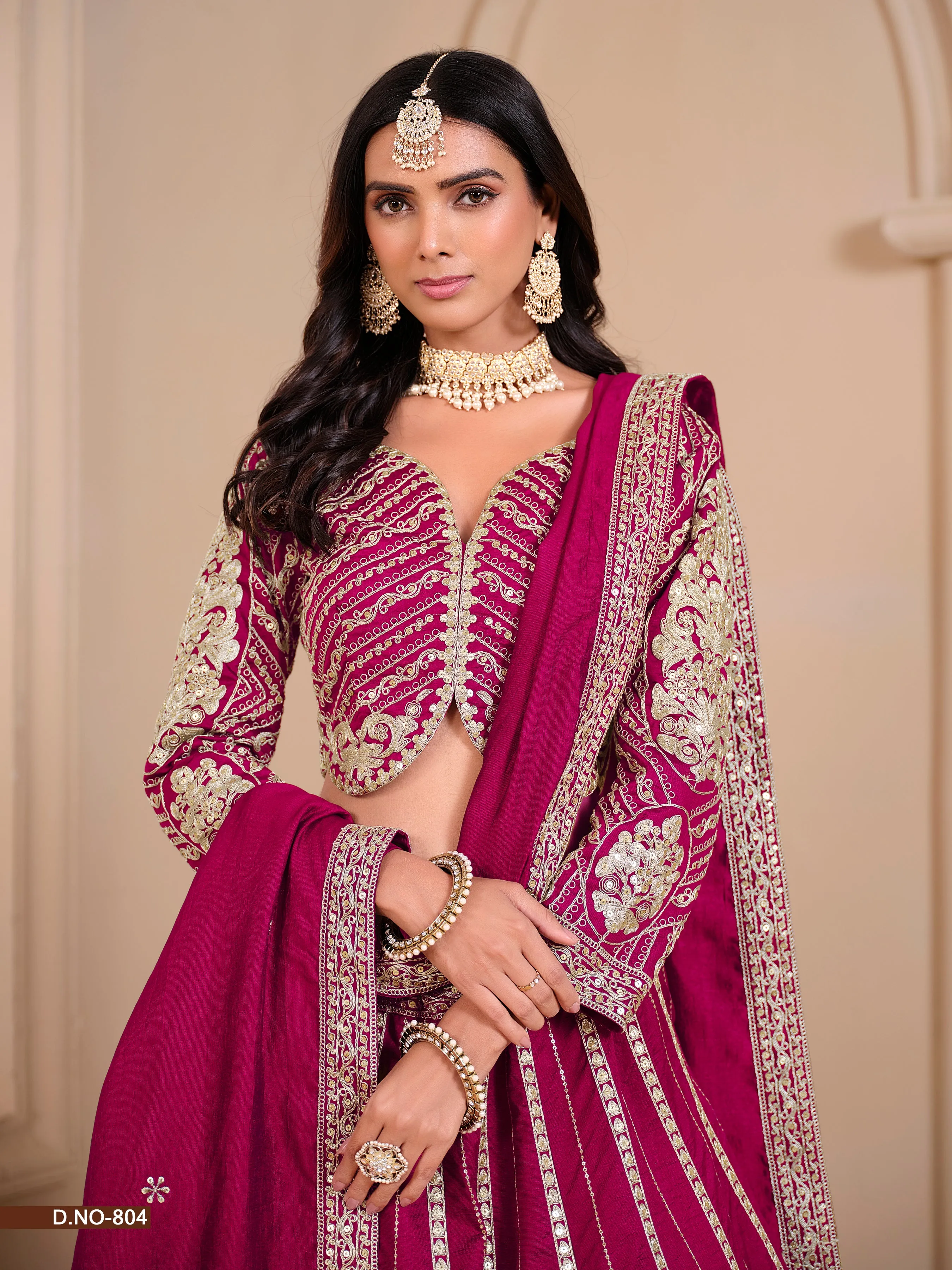 Rani Pink Party Wear Pure Shimmer Art Silk Bridal Lehenga Choli