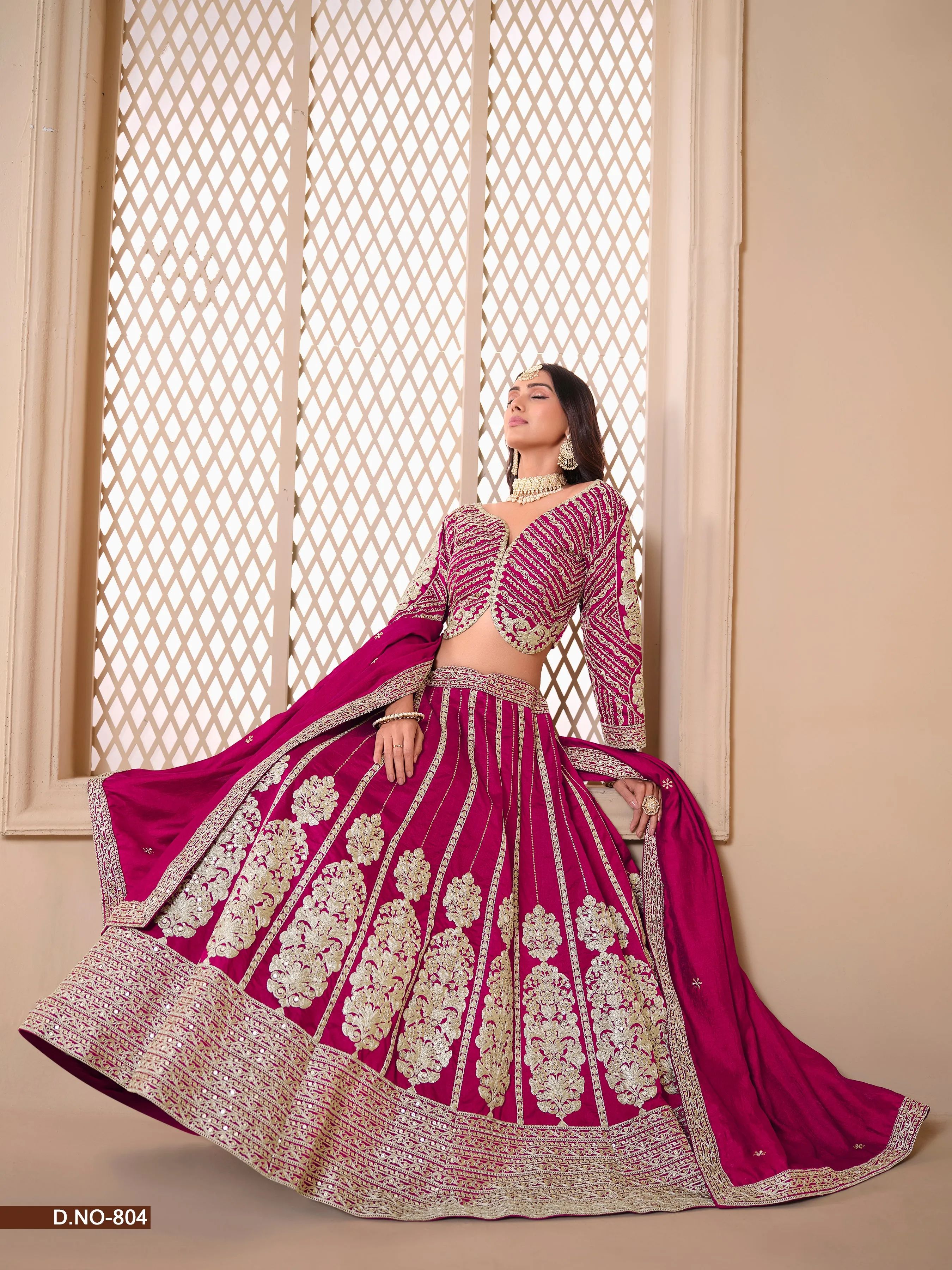 Rani Pink Party Wear Pure Shimmer Art Silk Bridal Lehenga Choli