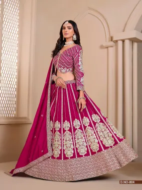 Rani Pink Party Wear Pure Shimmer Art Silk Bridal Lehenga Choli