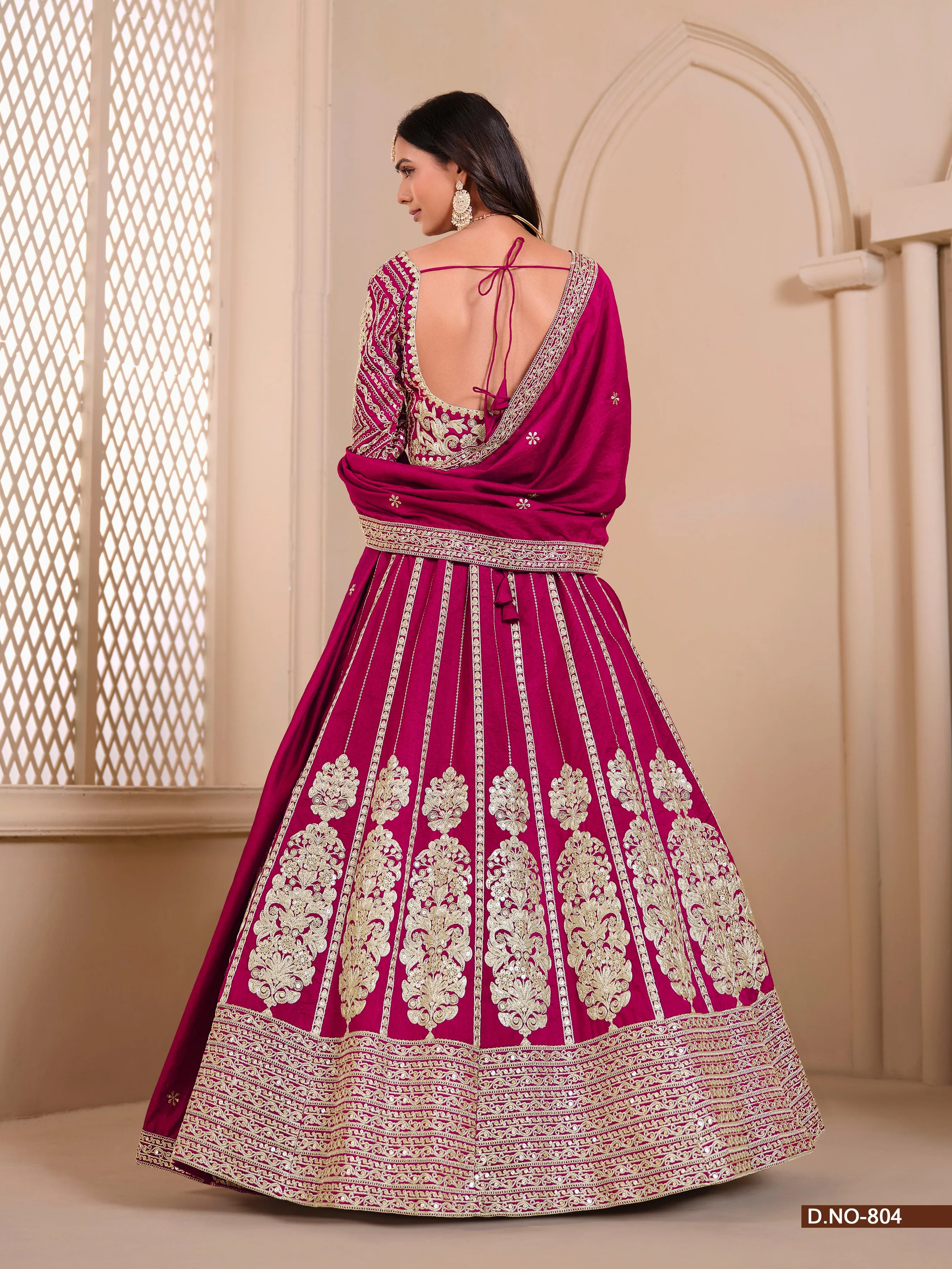 Rani Pink Party Wear Pure Shimmer Art Silk Bridal Lehenga Choli