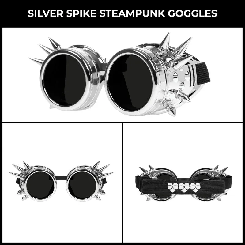 Silver Spike Steampunk Goggles