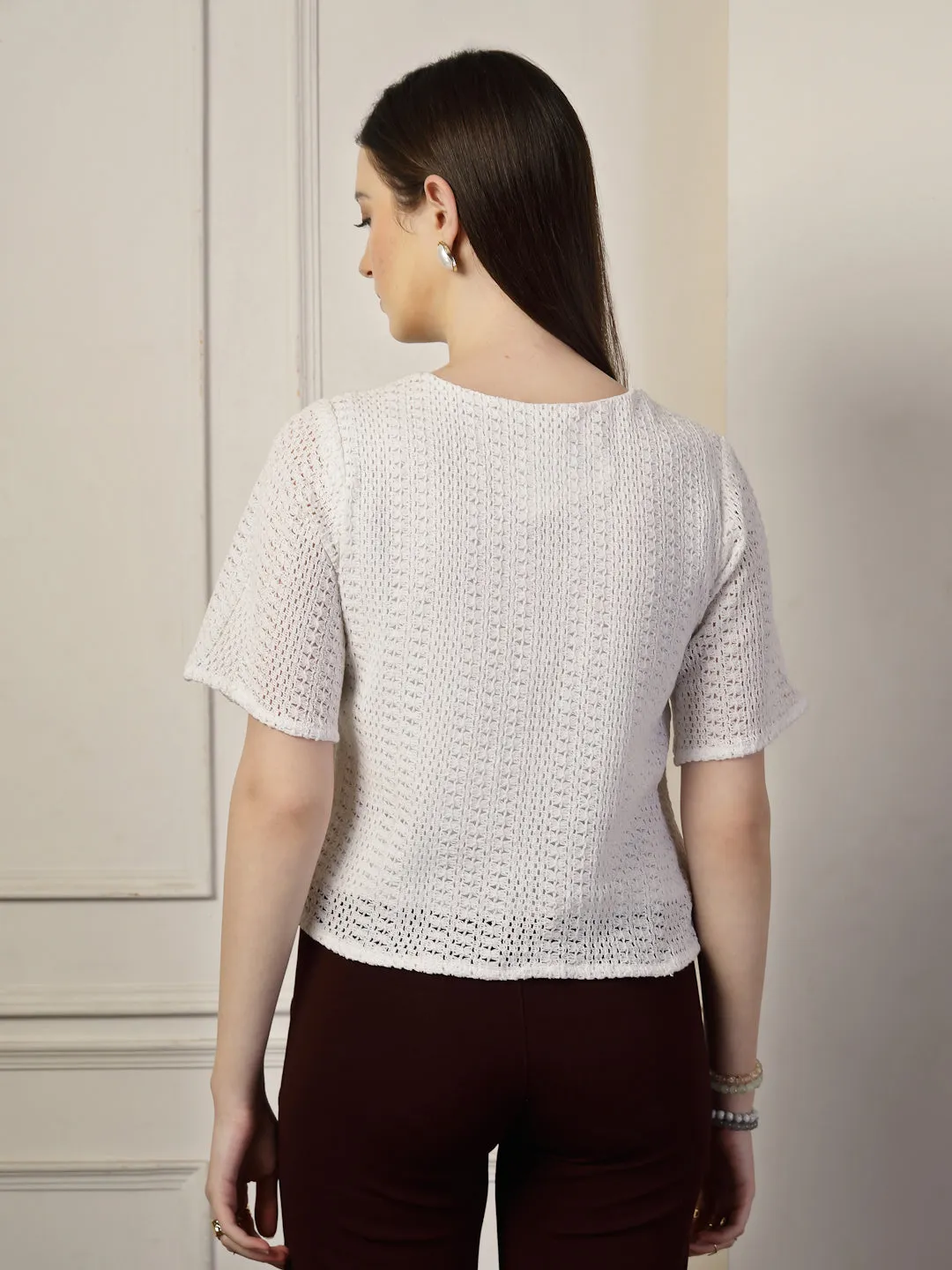 Style Quotien Women White Lace Top