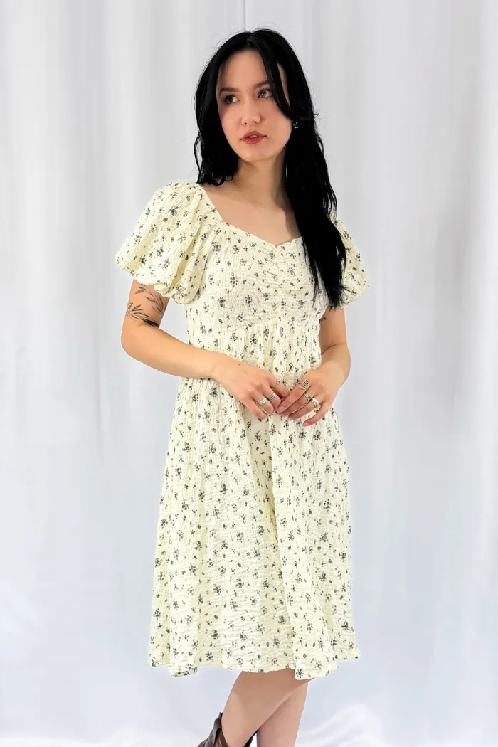 Textured Floral Mini Dress
