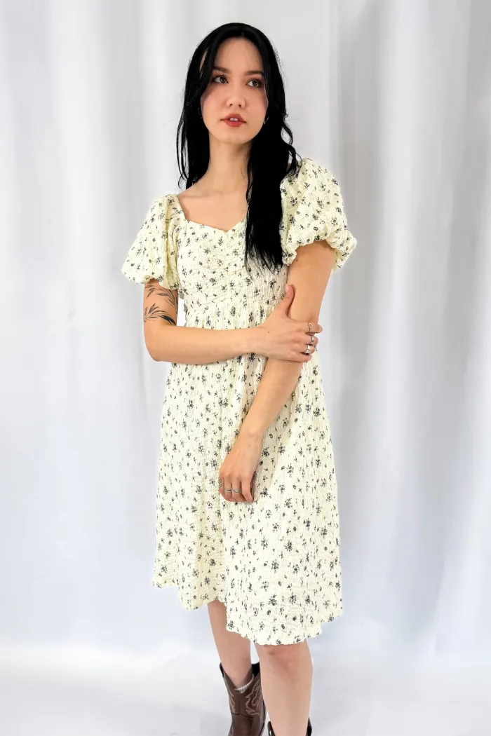 Textured Floral Mini Dress