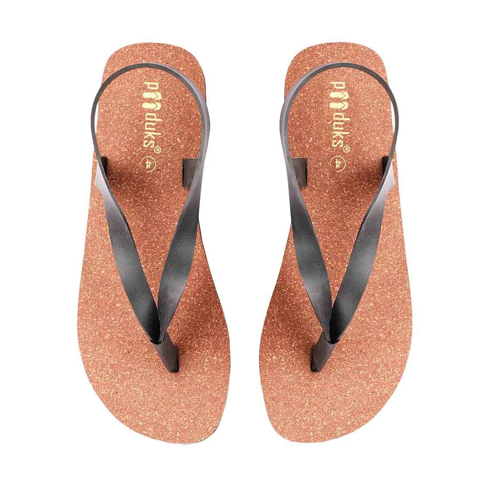 Thong-Strap Waterproof Cork Brown Sandals | Flats for Women