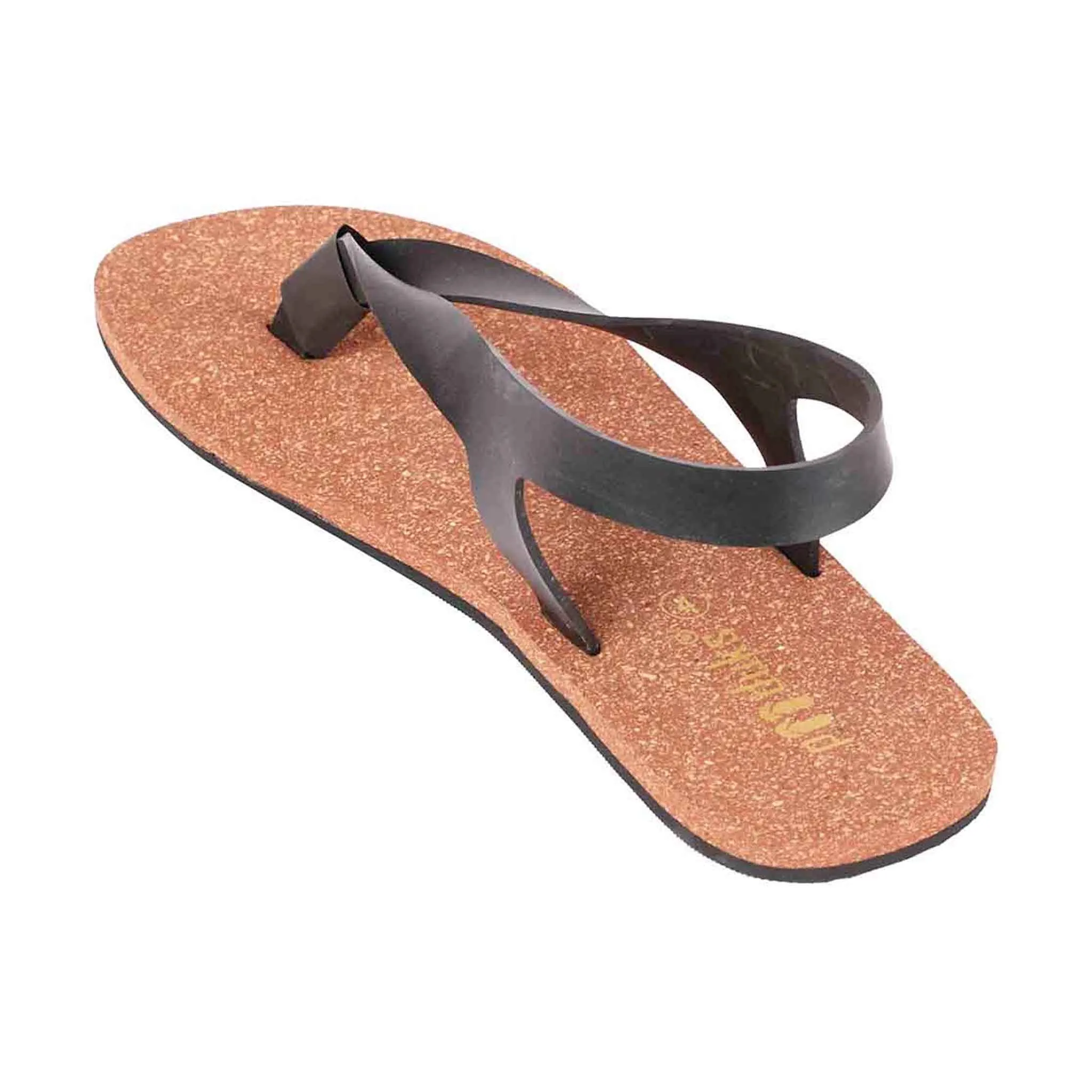 Thong-Strap Waterproof Cork Brown Sandals | Flats for Women