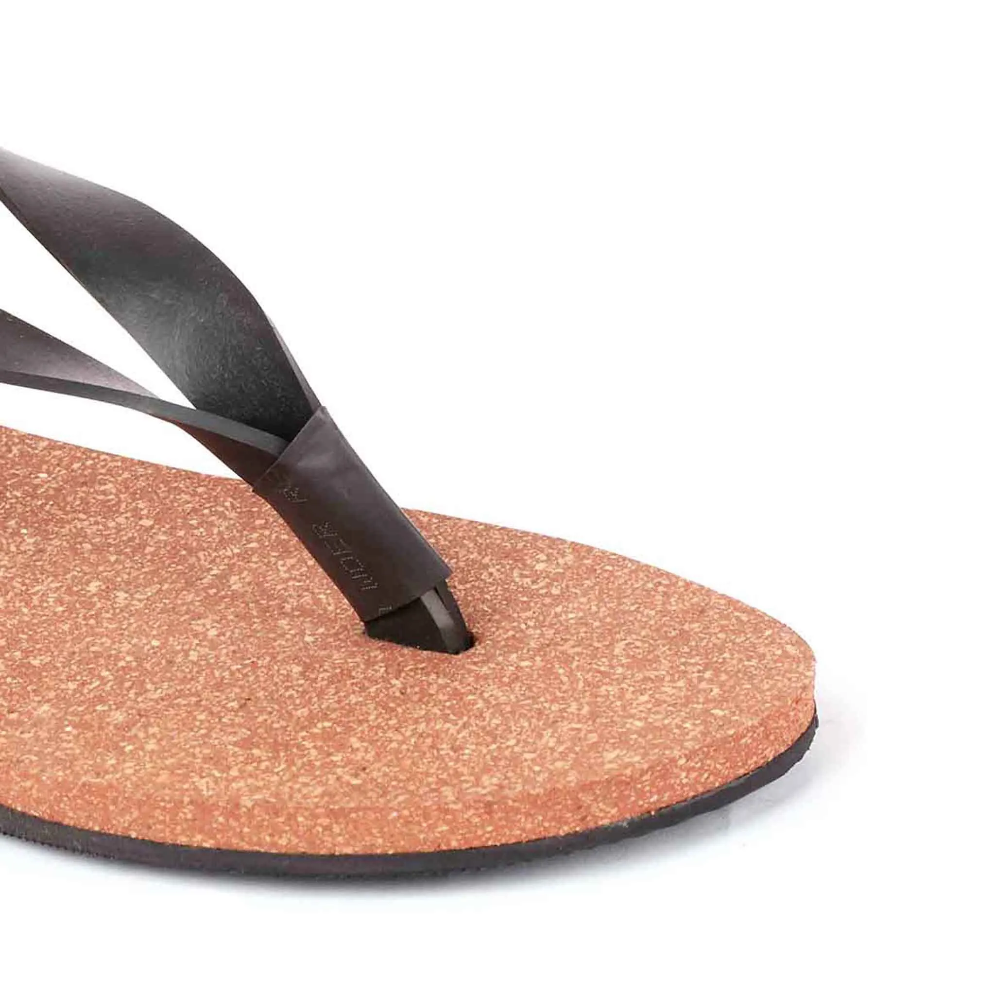 Thong-Strap Waterproof Cork Brown Sandals | Flats for Women