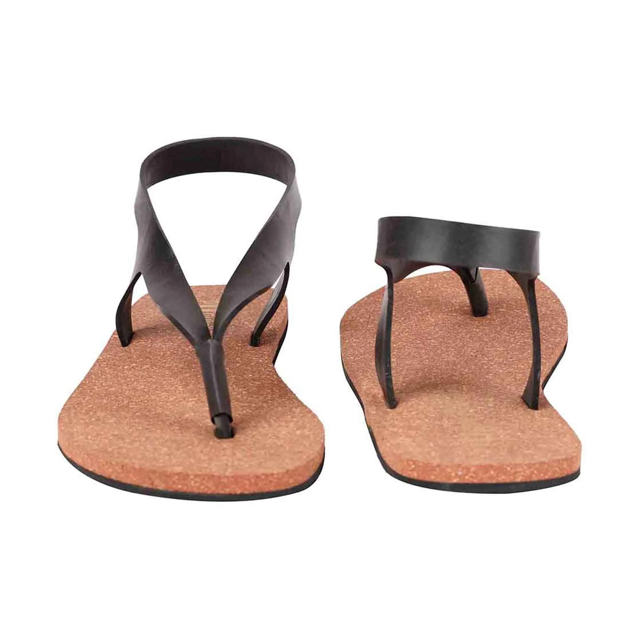 Thong-Strap Waterproof Cork Brown Sandals | Flats for Women