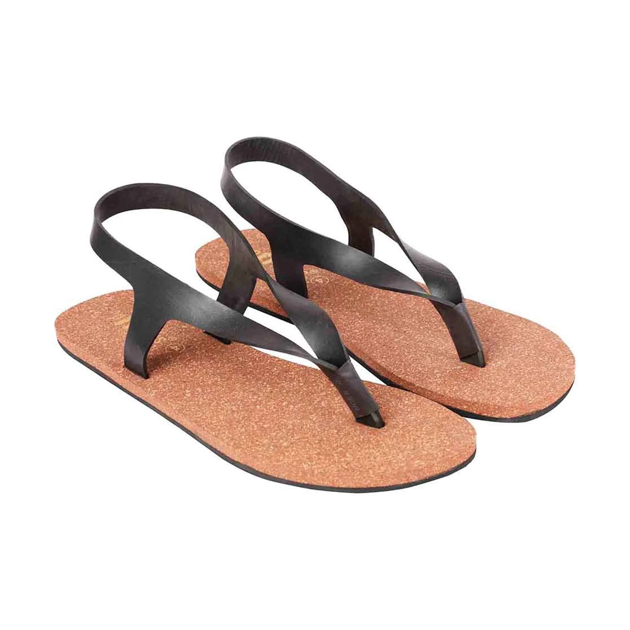 Thong-Strap Waterproof Cork Brown Sandals | Flats for Women