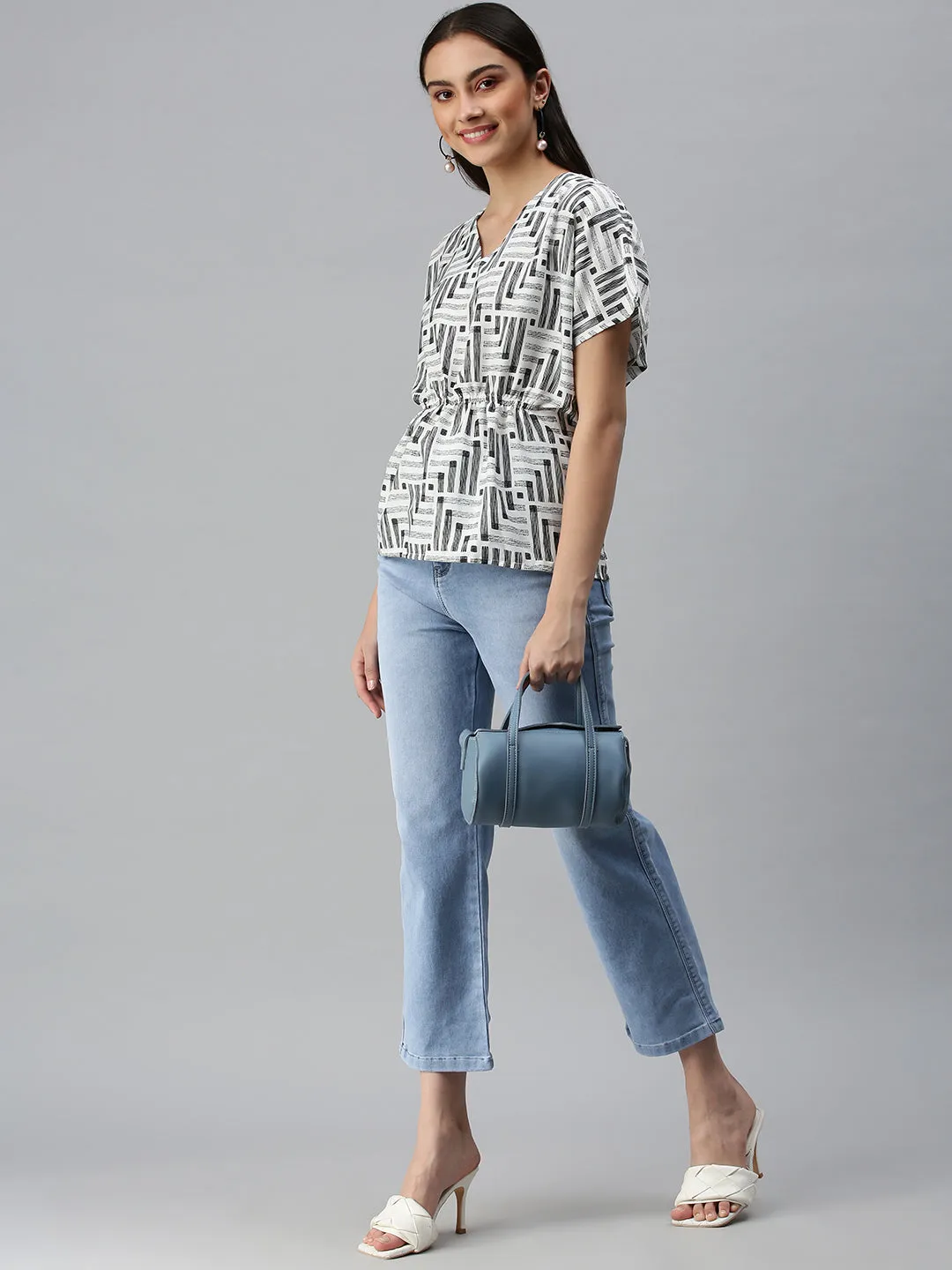 Women's Printed White Top