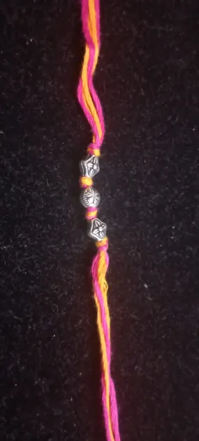 Yellow and Pink thread Rakhi