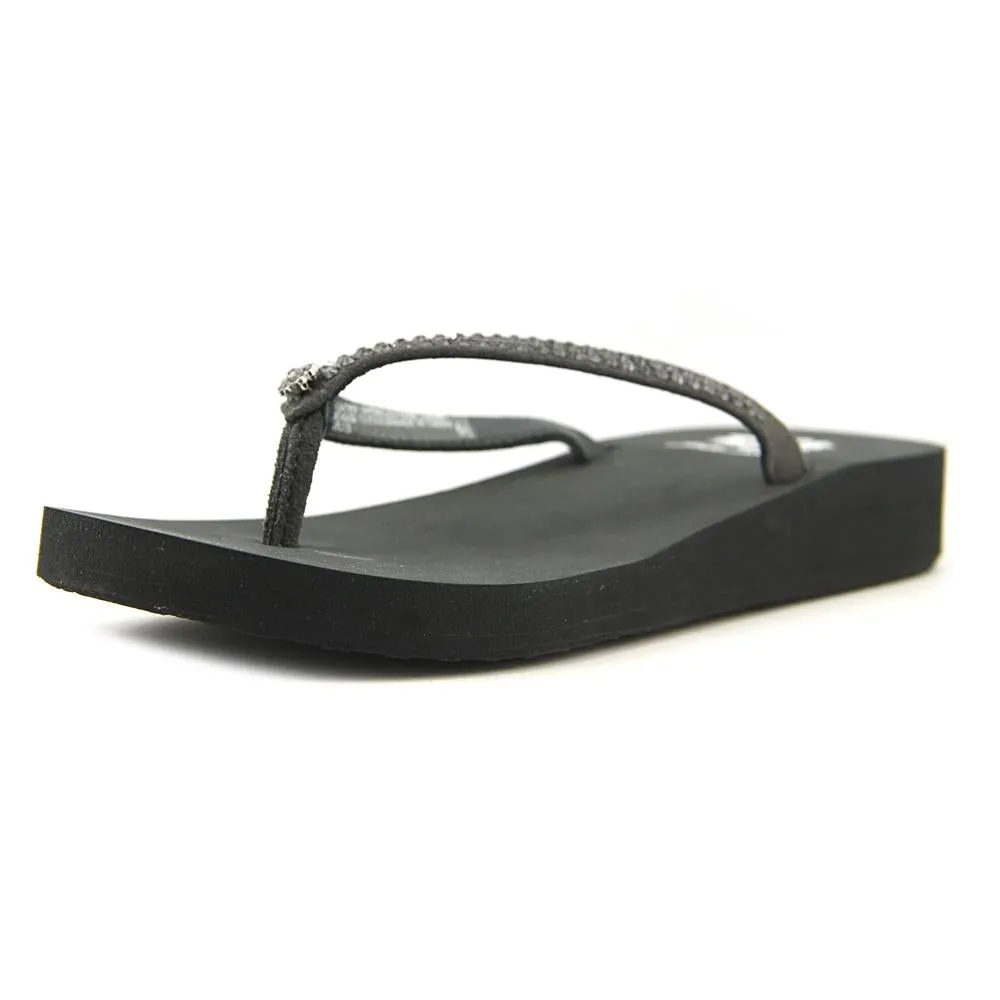 Yellow Box Jello Sandal Rhinestone Thong Wedge Sandals Smoke