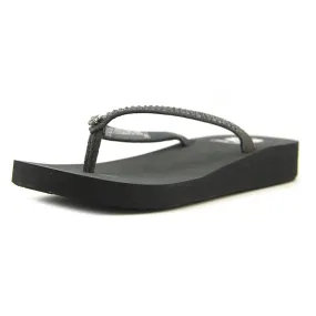Yellow Box Jello Sandal Rhinestone Thong Wedge Sandals Smoke
